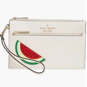 NEW Kate Spade Watermelon Medium Leather Wristlet Wallet Clutch KB562 White